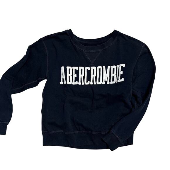 ABERCROMBIE Y2K Vintage Navy Sweatshirt  Embroidered Logo Pullover XS - Picture 1 of 2